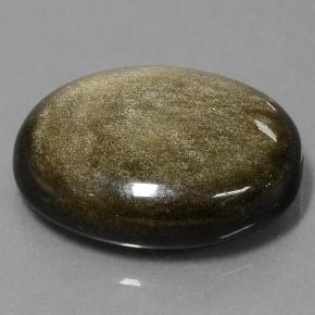 28.57克拉天然金色黑曜石，椭圆形切割，25.6×20.4毫米，不透明