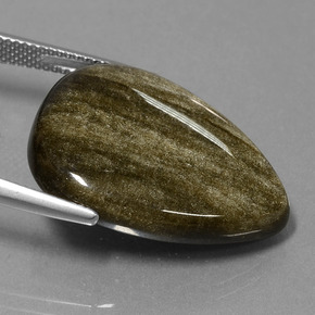 19.38克拉天然黑曜石，梨形，不透明