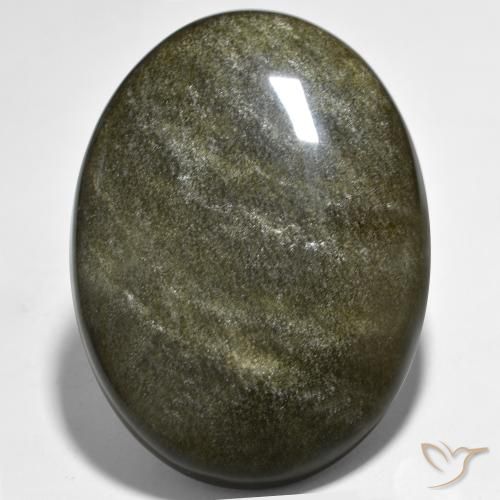 42.63ct 天然 黑色带金色光泽 黑曜石, 椭圆形, 不透明