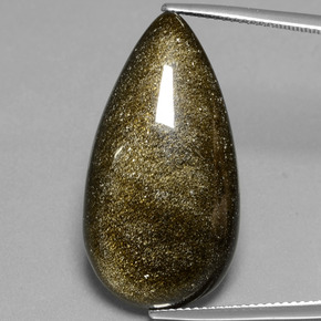 20.94克拉天然黄金色黑曜石，梨形，30.3×16.1毫米，不透明