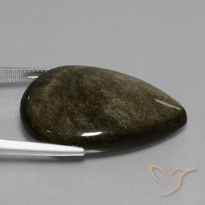 37.83克拉天然黑曜石，梨形，不透明