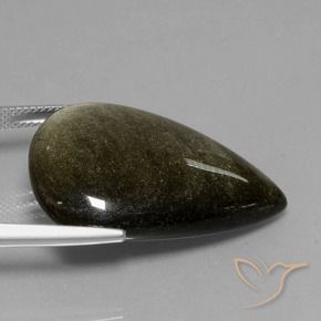 27.71克拉天然黑曜石，梨形，不透明