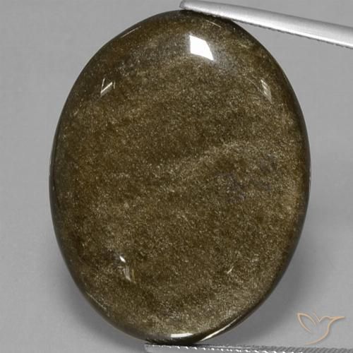 30.70ct 天然 黑色带金色光泽 黑曜石, 椭圆形, 不透明