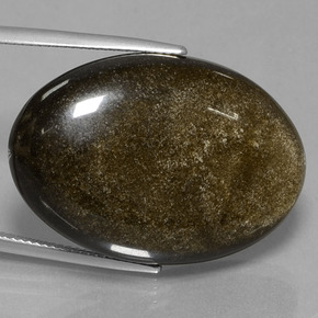 37.84克拉天然金色黑曜石，椭圆形切割，31.4×21.7毫米，不透明