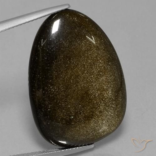 29.28ct 天然 黑色带金色光泽 黑曜石, 花式切割, 不透明