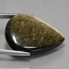 27.82克拉天然黑曜石，梨形，不透明