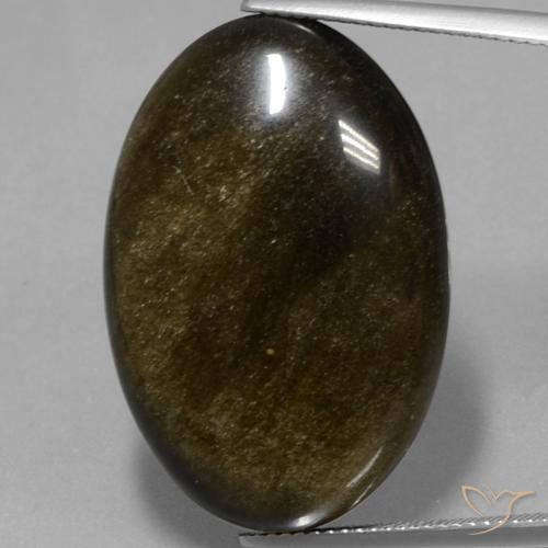 30.50ct 天然 棕黑色 黑曜石, 椭圆形, 不透明