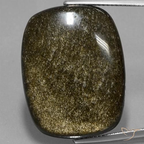 30.10ct 天然 黑色带金色光泽 黑曜石, 软垫, 不透明