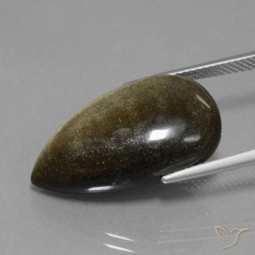 15.20克拉天然黑曜石，梨形，不透明