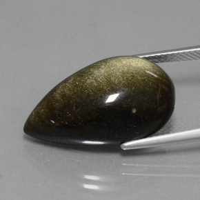 13.69克拉天然黑曜石，梨形，不透明