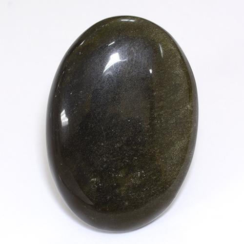 26.80克拉天然黑色黑曜石，椭圆形切割，28.7×20.2毫米，不透明