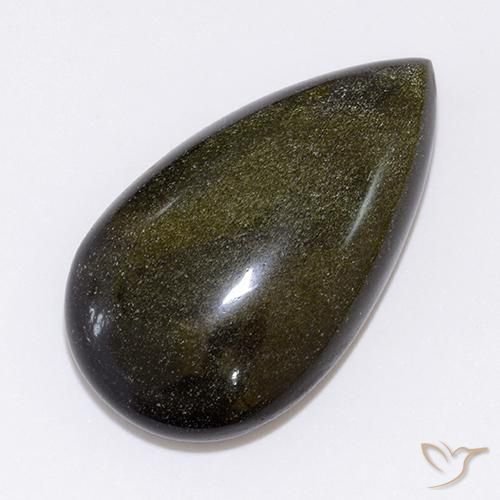 26.64ct 天然 黑色配青铜 黑曜石, 梨形, 不透明