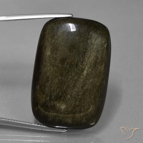 45.22ct 天然 黑色带金色光泽 黑曜石, 软垫, 不透明