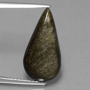 5.09克拉天然黑曜石，梨形，不透明