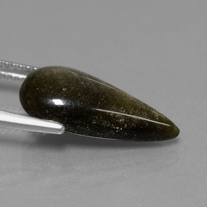 5.09克拉天然黑曜石，梨形，不透明