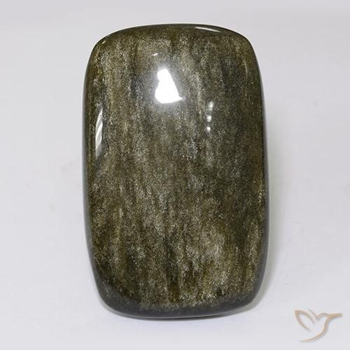 40.92ct 天然 黑色带金色光泽 黑曜石, 软垫, 不透明