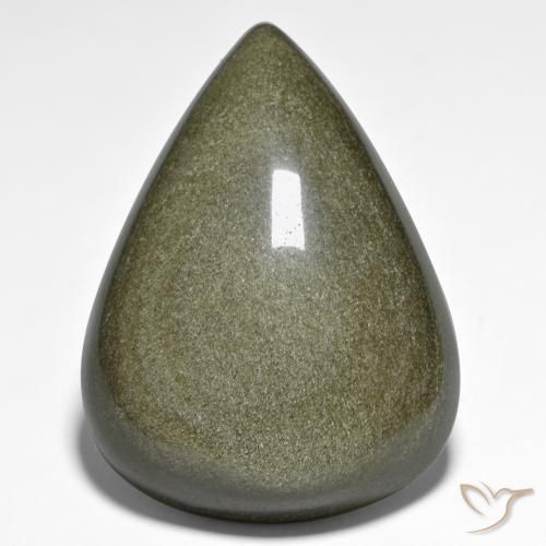 59.31ct 天然 黑色带金色光泽 黑曜石, 梨形, 不透明