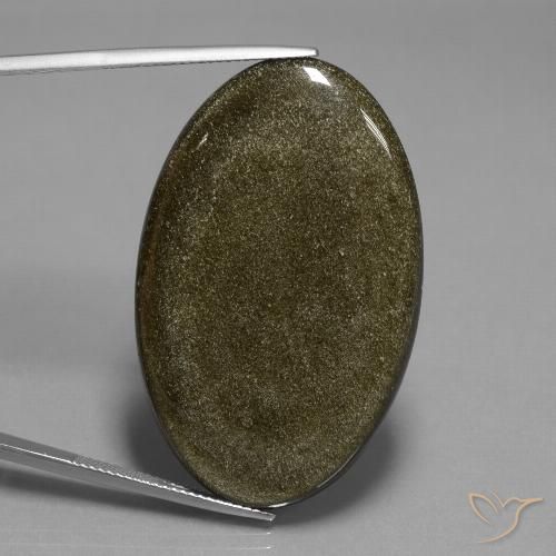 44.42ct 天然 棕黑色 黑曜石, 椭圆形, 不透明