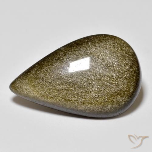 11.74ct 天然 黑色带金色光泽 黑曜石, 梨形, 不透明