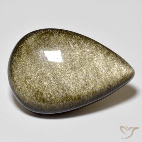 16.02克拉天然黑曜石，梨形，不透明