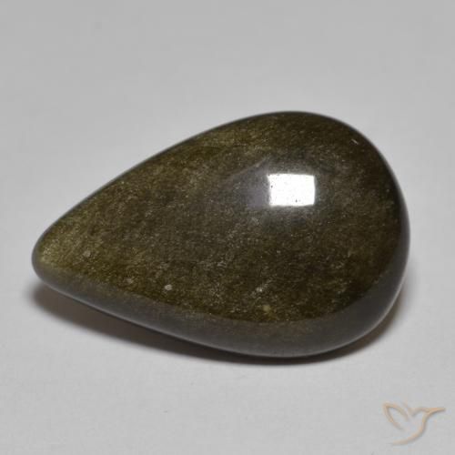 10.44ct 天然 黑色带金色光泽 黑曜石, 梨形, 不透明