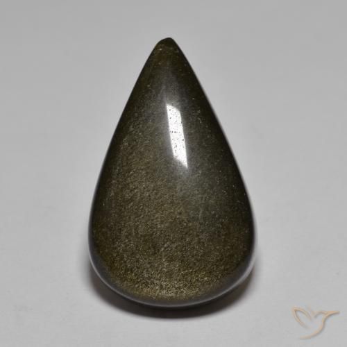 17.42ct 天然 黑色配青铜 黑曜石, 梨形, 不透明