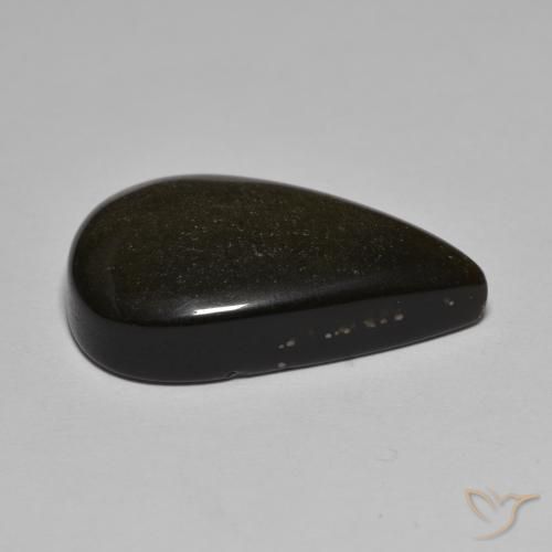 17.42克拉天然黑曜石，梨形，不透明