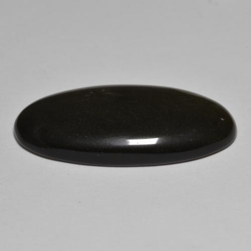 17.99克拉天然黑色黑曜石，椭圆形切割，31.9×15.1毫米，不透明