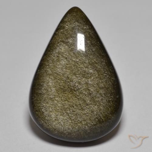 16.17ct 天然 黑色配青铜 黑曜石, 梨形, 不透明