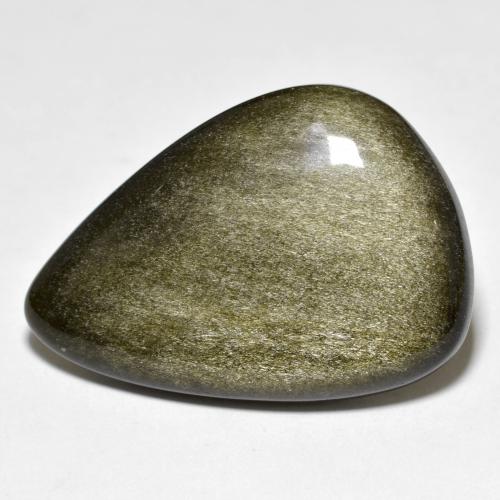 26.27克拉天然金色黑曜石，梨形，31×21.5毫米，不透明