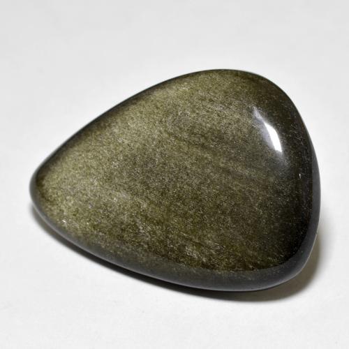 26.27克拉天然金色黑曜石，梨形，31×21.5毫米，不透明