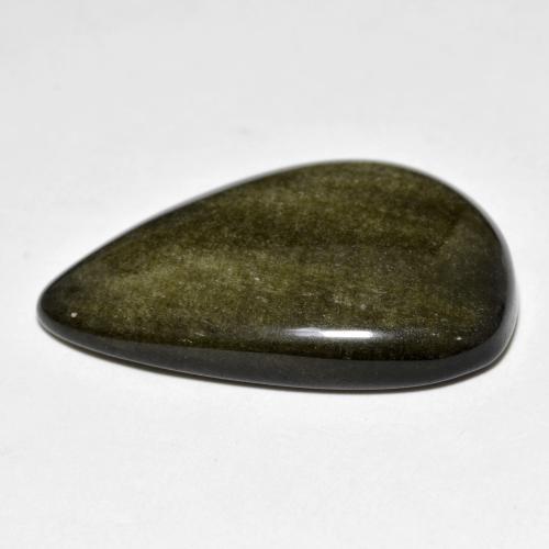 26.27克拉天然金色黑曜石，梨形，31×21.5毫米，不透明
