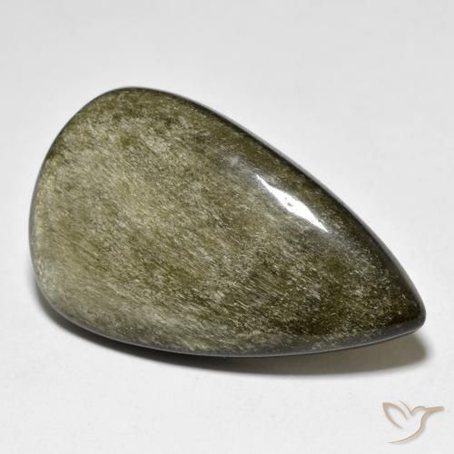 25.12ct 天然 黑褐色 黑曜石, 梨形, 不透明
