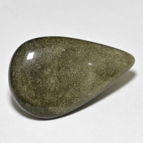18.36克拉天然金色黑曜石，梨形，30.5×18.7毫米，不透明