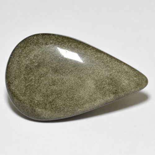 18.36克拉天然金色黑曜石，梨形，30.5×18.7毫米，不透明