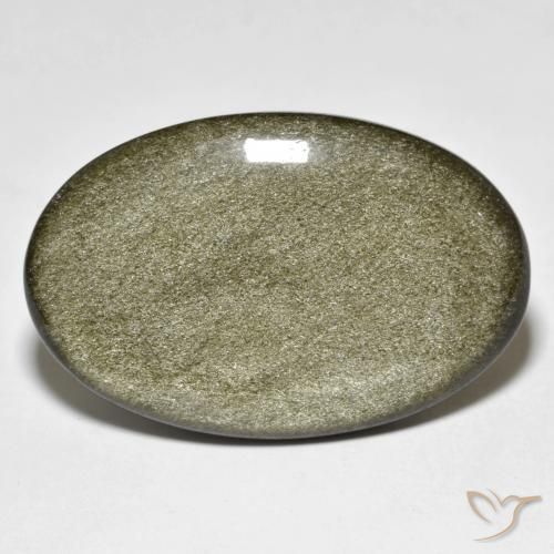 23.93ct 天然 黑色带金色光泽 黑曜石, 椭圆形, 不透明