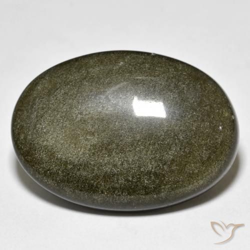 23.91ct 天然 黑色带金色光泽 黑曜石, 椭圆形, 不透明