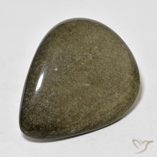 22.83ct 天然 黑色带金色光泽 黑曜石, 梨形, 不透明