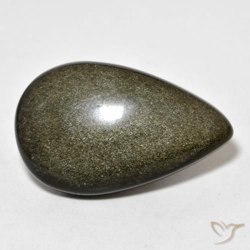19.39ct 天然 黑色带金色光泽 黑曜石, 梨形, 不透明