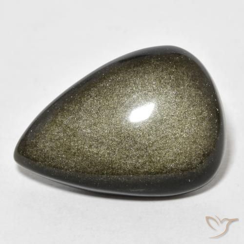18.65ct 天然 黑褐色 黑曜石, 梨形, 不透明