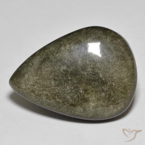 27.67ct 天然 黑色带金色光泽 黑曜石, 梨形, 不透明