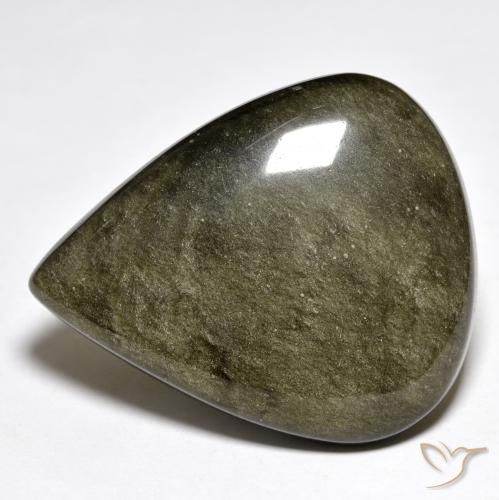 42.04ct 天然 黑褐色 黑曜石, 梨形, 不透明
