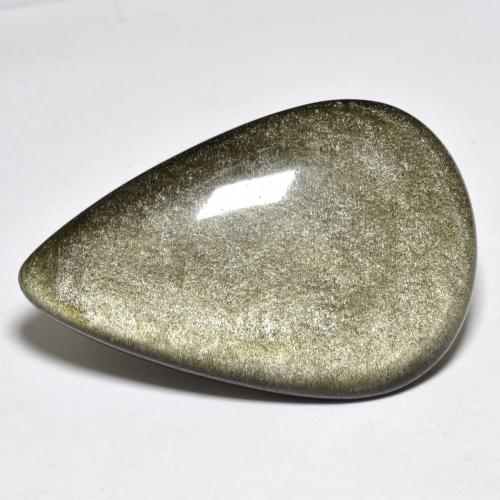27.20克拉天然金色黑曜石，梨形，34.2×22.4毫米，不透明