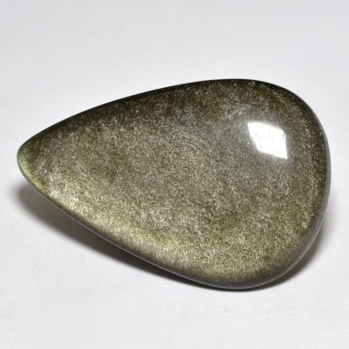 27.20克拉天然金色黑曜石，梨形，34.2×22.4毫米，不透明