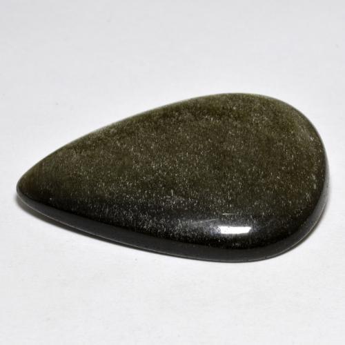 27.20克拉天然金色黑曜石，梨形，34.2×22.4毫米，不透明
