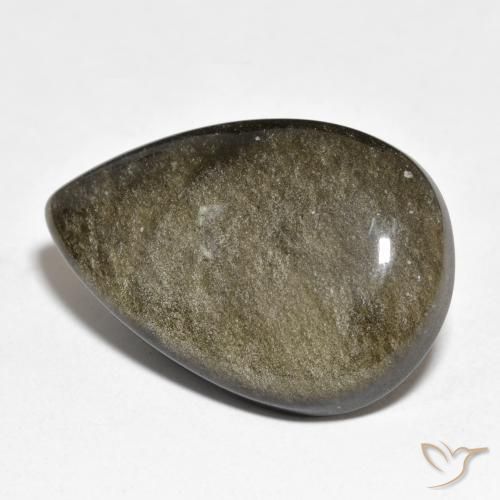22.95ct 天然 黑色带金色光泽 黑曜石, 梨形, 不透明