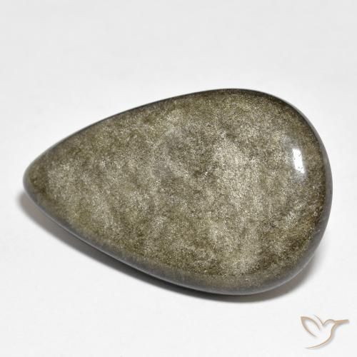 25.86ct 天然 黑褐色 黑曜石, 梨形, 不透明