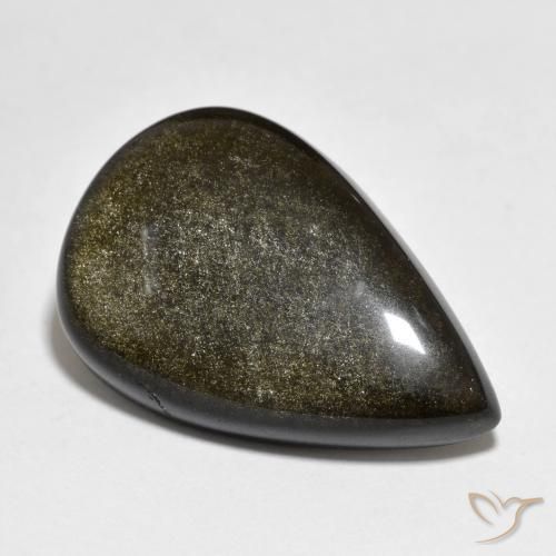 18.27ct 天然 黑色带金色光泽 黑曜石, 梨形, 不透明