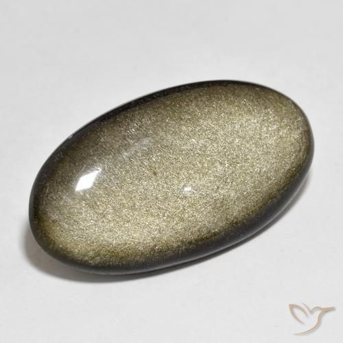 21.84ct 天然 黑色带金色光泽 黑曜石, 椭圆形, 不透明