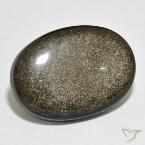 22.54ct 天然 黑色带金色光泽 黑曜石, 椭圆形, 不透明